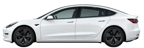 Weisser Tesla Model 3 von Taxi To Go 24, Seitenansicht